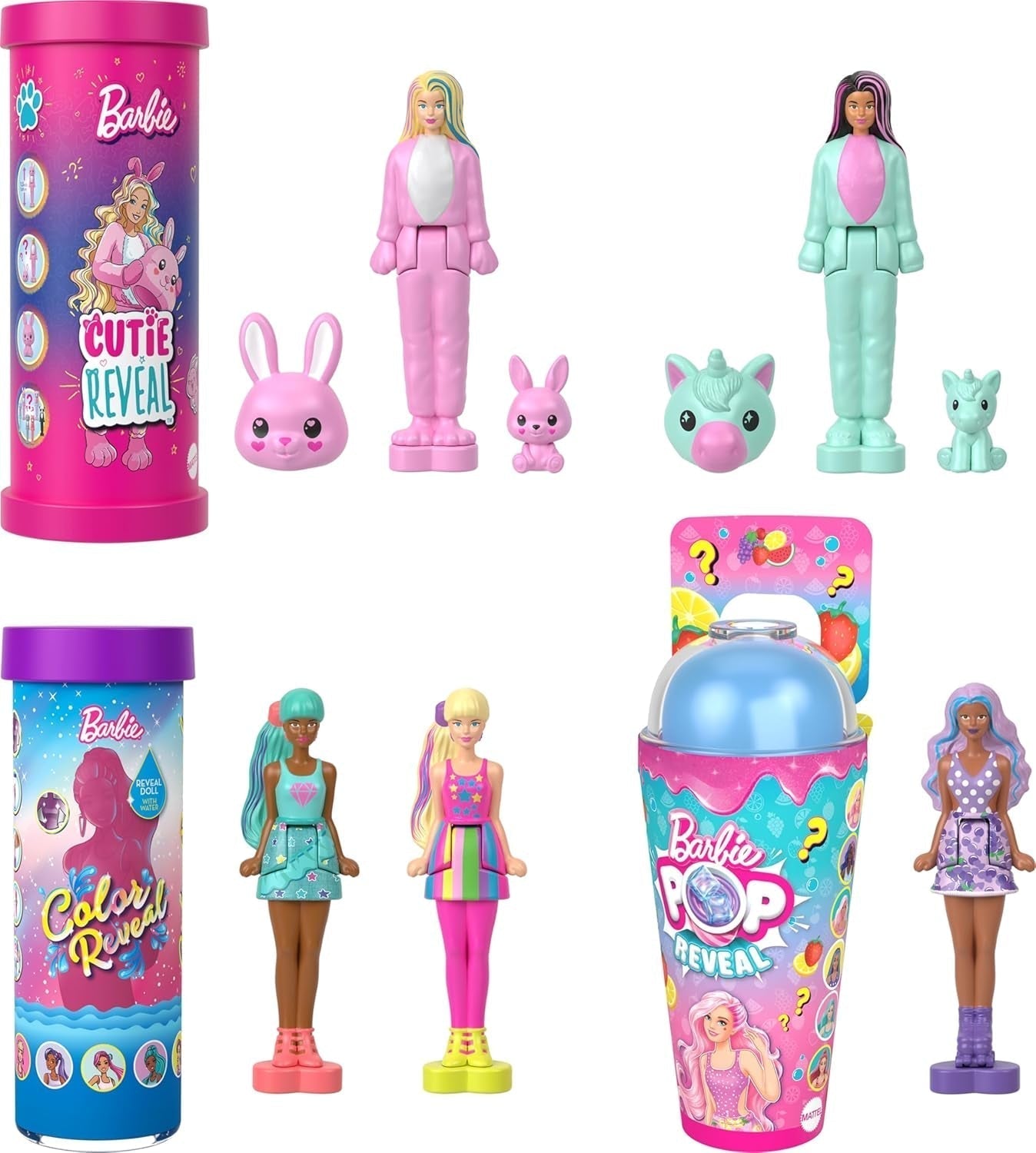 Barbie Mini Barbieland, lot de 5 poupées Fashionistas, env. Ensemble de collection surprise de mini poupées de 3,8 cm de hauteur dans des manches de rouge à lèvres (les styles peuvent varier), JBD26 Naty Shop Dolls 2 Pack