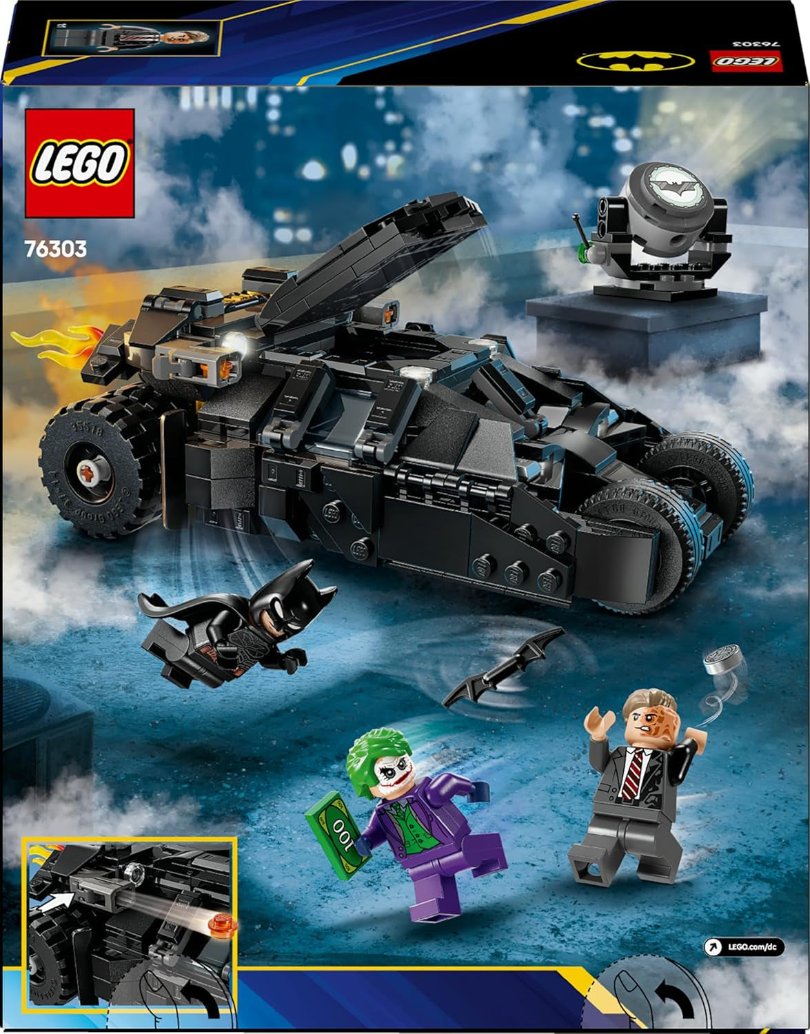 LEGO DC Batman: Batman Tumbler vs. Two-Face & The Joker - Superhelden Spielzeug mit Batmobil Auto - Spielset mit Minifiguren - Geschenk für Jungen und Mädchen ab 8 Jahren 76303