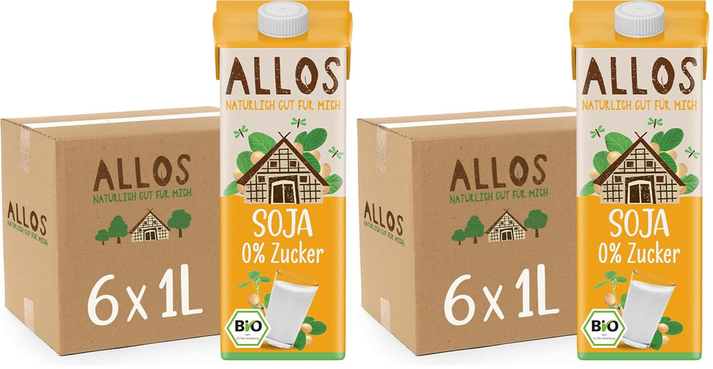 Allos Bio Sojadrink sans Zucker | Alternative alimentaire au soja | Boisson au soja | Boire à la base de Pflanzen | Boisson végétalienne | sans aucun doute Zucker | végétalien | sans lactose | 1 litre (6 pièces)