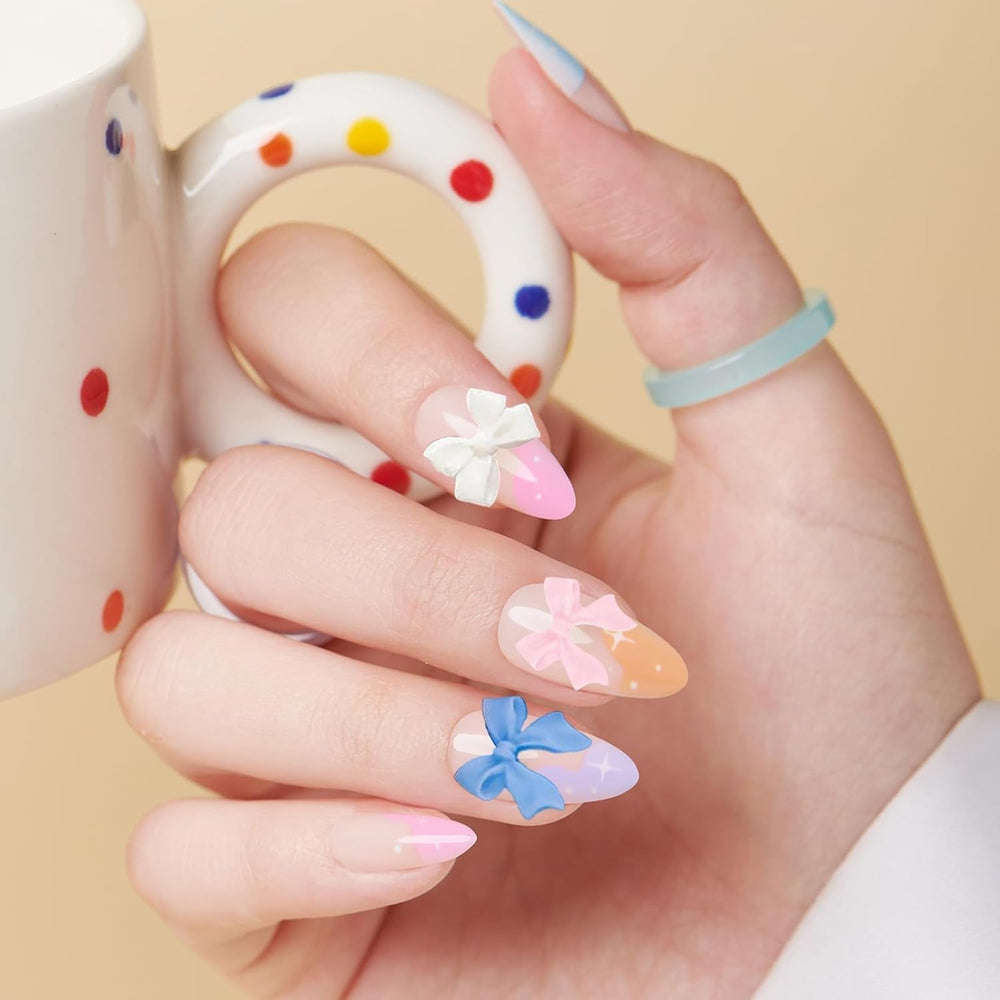 500 pcs 3D Nail Charm Schleifen Charms Nail Art Charms Schleife Nagel Charms Nägel Nail Art Schleifen Nageldekorationen Mit Aufnahmewerkzeug Für Frauen und Mädchen Nagel-Diy-Zubehör