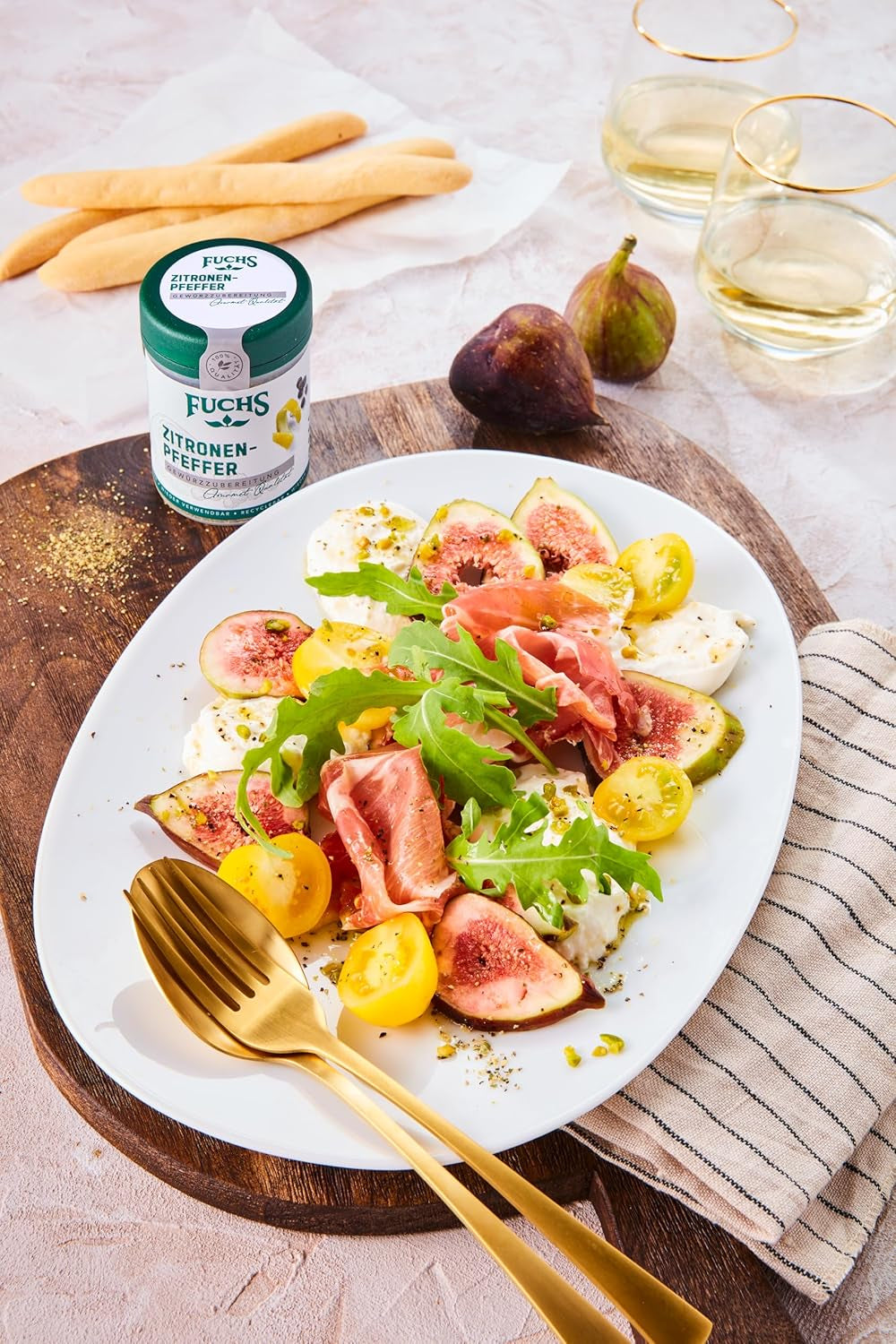 Fuchs Gewürze - Citronenpfeffer Gewürz - Gewürzzubereitung für Lachs, Zander und Kabeljau - ingrédients naturels - 75 g en dose variable, recyclable