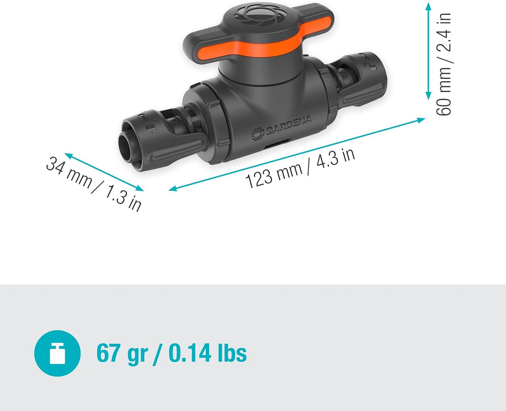 Supapă de reglare și închidere Gardena Micro-Drip-System 13 mm (1/2 inch): Închidere simplă a țevilor și reglare continuă a debitului de apă, accesoriu pentru pozarea țevilor de picurare (13207-20)