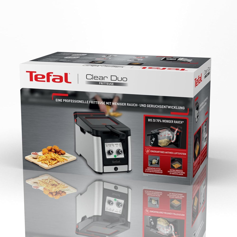 Friteuse Tefal FR600D Clear Duo, friture avec moins de fumée et d'odeurs, capacité 1,2 kg, thermostat, minuterie, grande fenêtre de visualisation sans buée Électroménagers Naty Shop