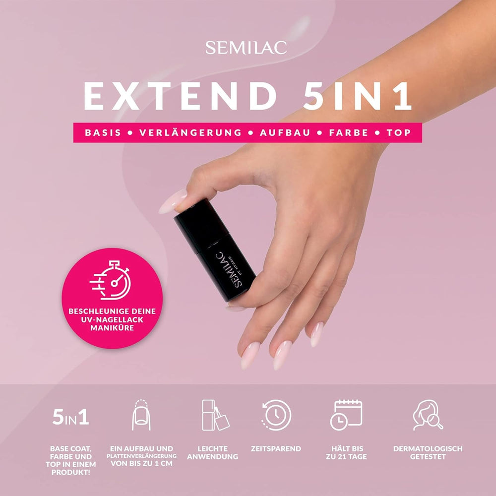 Oja Semilac Extend UV 5 în 1 808 Pastel Mint 7ml