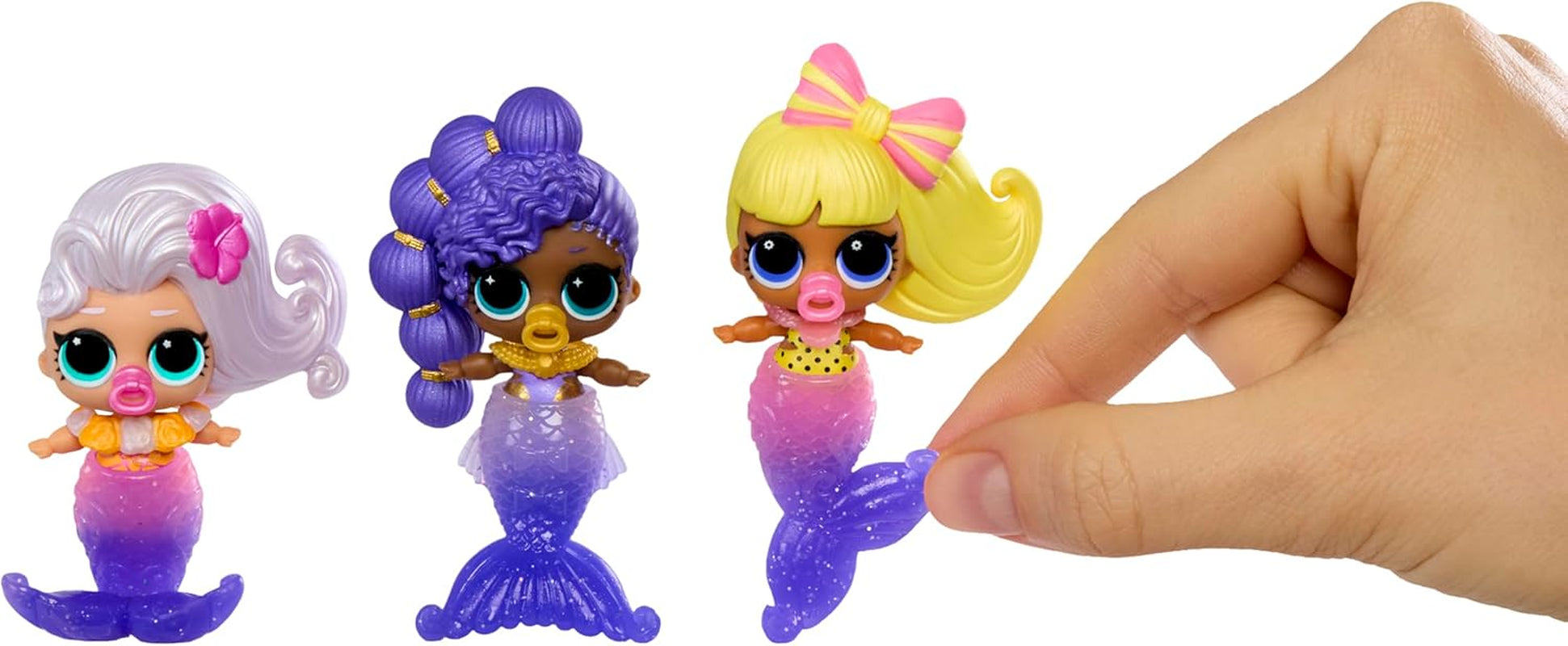 L.O.L. Surprise! Mermaids Makeover Magic Baby Sisters – Farbwechselnder Meerjungfrauenschwanz mit Muschel-Kugel zum Ausstellen, 6 Puppen zum Sammeln – ab 4 Jahren, Series 1