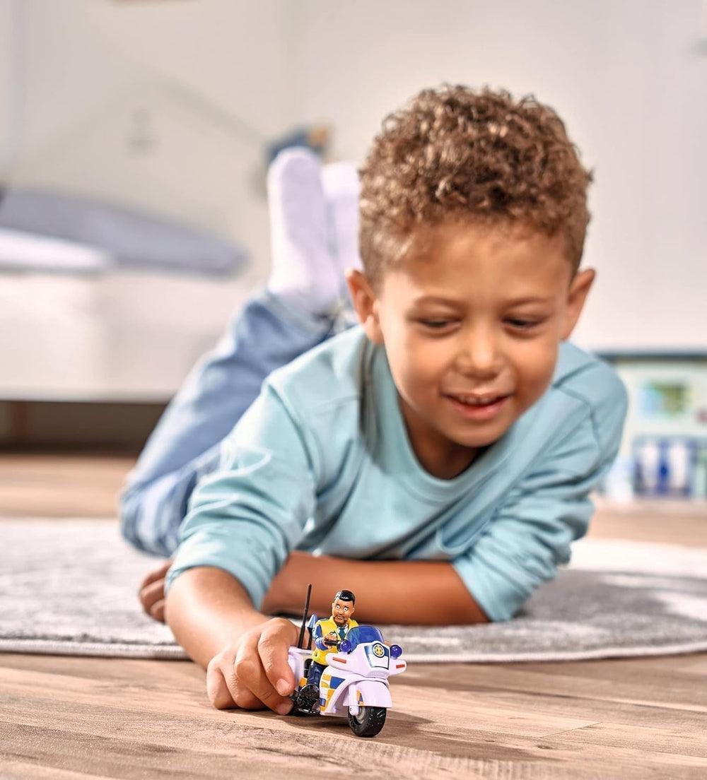 Simba 109251092 - Moto de police Sam le pompier, Avec figurine Malcolm, Avec accessoires, Saison 12, A partir de 3 ans Figurines Naty Shop