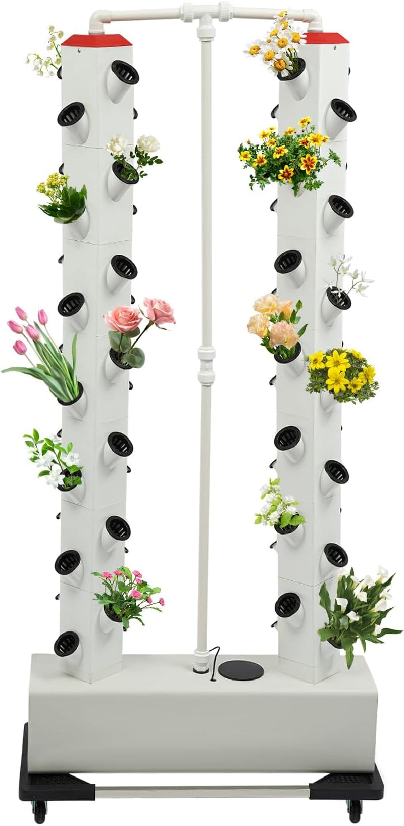 Système hydroponique à 56 trous à 7 niveaux Système de culture sans sol Kit de culture Tour aéroponique Système de culture hydroponique avec pompe d'hydratation Adaptateur de minuterie Lit de culture et pot en maille