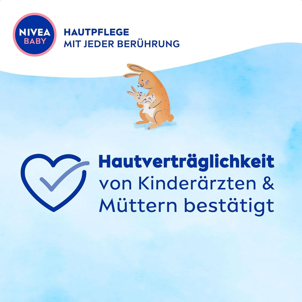 Lingettes humides NIVEA Baby AQUA, lingettes bébé pour un nettoyage délicat des peaux sensibles, lingettes humides pour bébé hypoallergéniques et sans parfum à 99% d'eau (4 x 57 pièces) Lingettes humides bébé Naty Shop