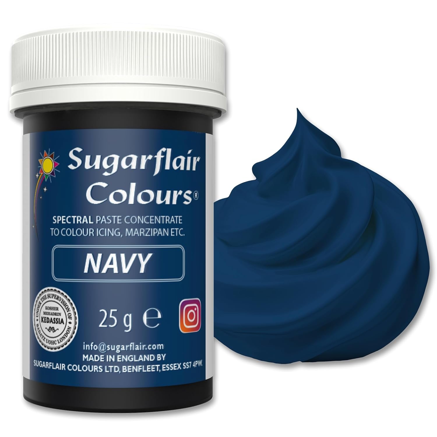 Pastă de colorant alimentar Sugarflair Grafit, colorant alimentar spectral concentrat pentru cremă de unt, pastă de zahăr, glazură, mixuri pentru prăjituri, macarons și multe altele! - 25g