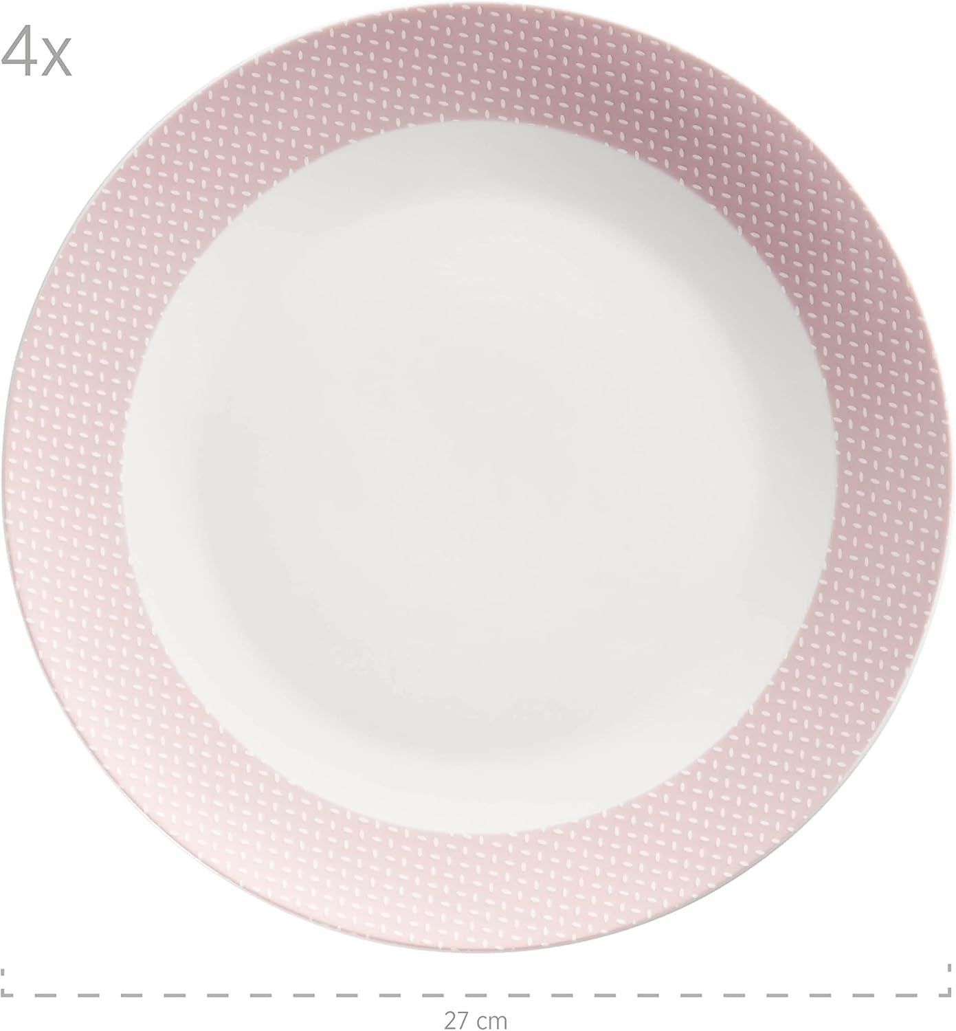 MÄSER Kitchen Time II, Service de table pour 4 personnes, Service combiné de 16 pièces aux couleurs pastel avec motif subtil, Porcelaine, Rose