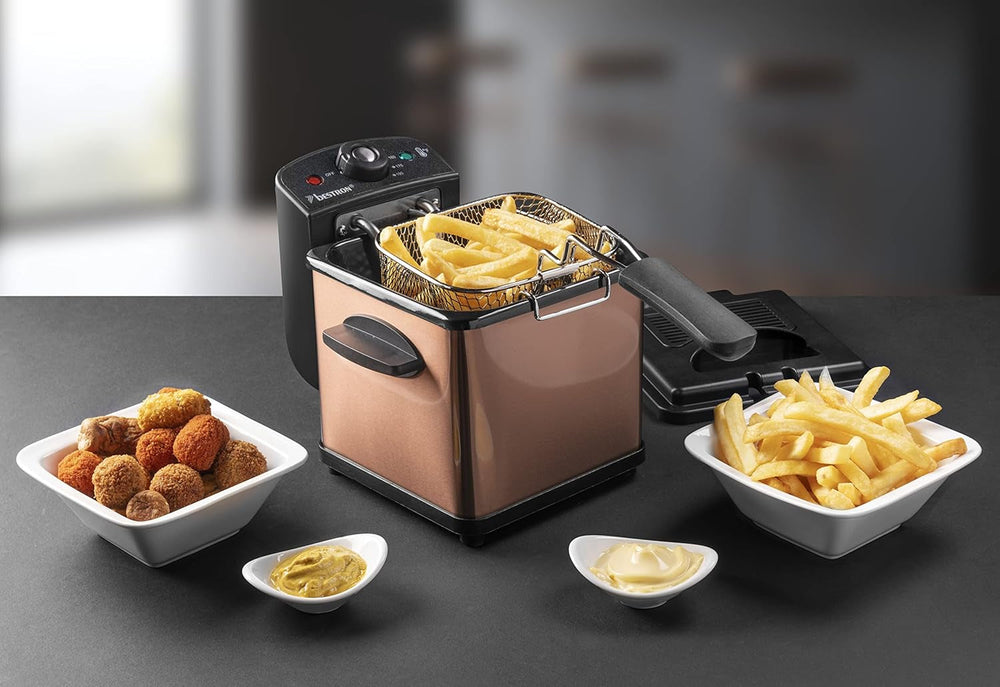 Friteuse à huile Bestron, Mini friteuse pour 1 portion de pommes de terre sautées, poisson ou nuggets Electroménager Naty Shop