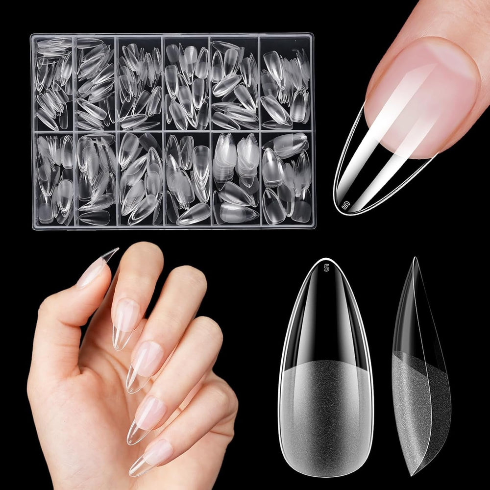 Ongles artificiels courts 500 pièces bouts d'ongles à couverture complète en gel souple pour ongles en gel 12 tailles bouts d'ongles pré-polis pour ongles en gel Ongles artificiels courts Extensions d'ongles de cercueil avec boîte