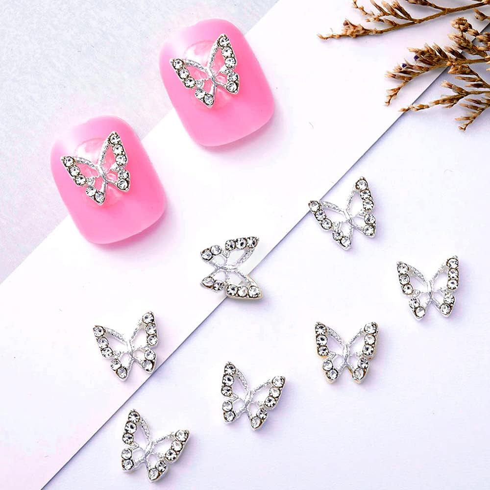 10 pièces en alliage papillon ongles breloques métal Nail Art pendentif pierres pour diamants ongles gemmes ongles bijoux Art décorations Nail Art fabrication de bijoux