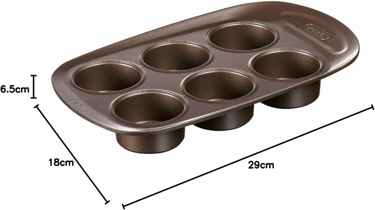 Pyrex BANDEJA 6 MAGDALENAS ASYMETRIA PX Muffinförmchen, Metall, Bunt, 6 Magdalena Moules et plaques à pâtisserie Naty Shop