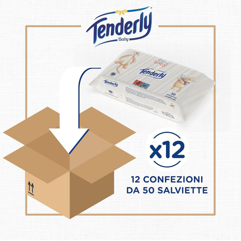 Disney Lingettes pour bébé, lingettes douces, idéales pour le nettoyage quotidien de bébé, personnages Disney, paquet de 12, fabriquées en Italie, testées dermatologiquement