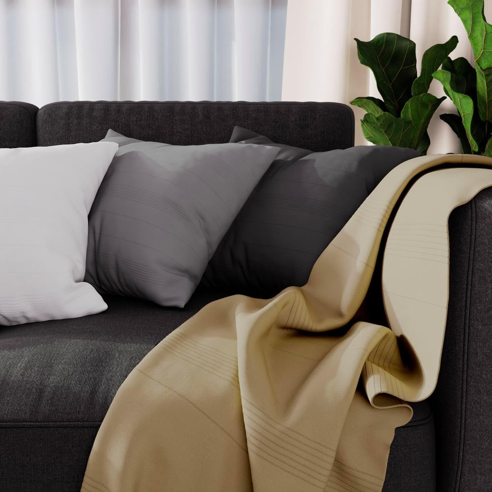 Soleil D'Ocre Adèle Plaid, jeté par le fauteuil, Polycoton, Gris, 140 X 200 Cm Lits et Couvertures Besuche den Soleil d'ocre-Store Ivoire 140 X 200 Cm