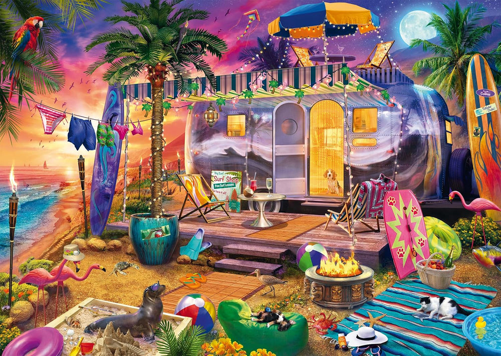 Schmidt Spiele 58573 Jeff Haynie, Mit Dem Wohnwagen Am Meer, puzzle 1000 pièces Puzzle Naty Shop