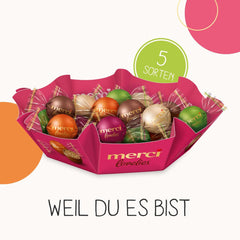 merci lovelies Classic – 1 x 185g – Coffret praliné de 5 spécialités chocolatées fourrées – Boules de chocolat à partager et à offrir