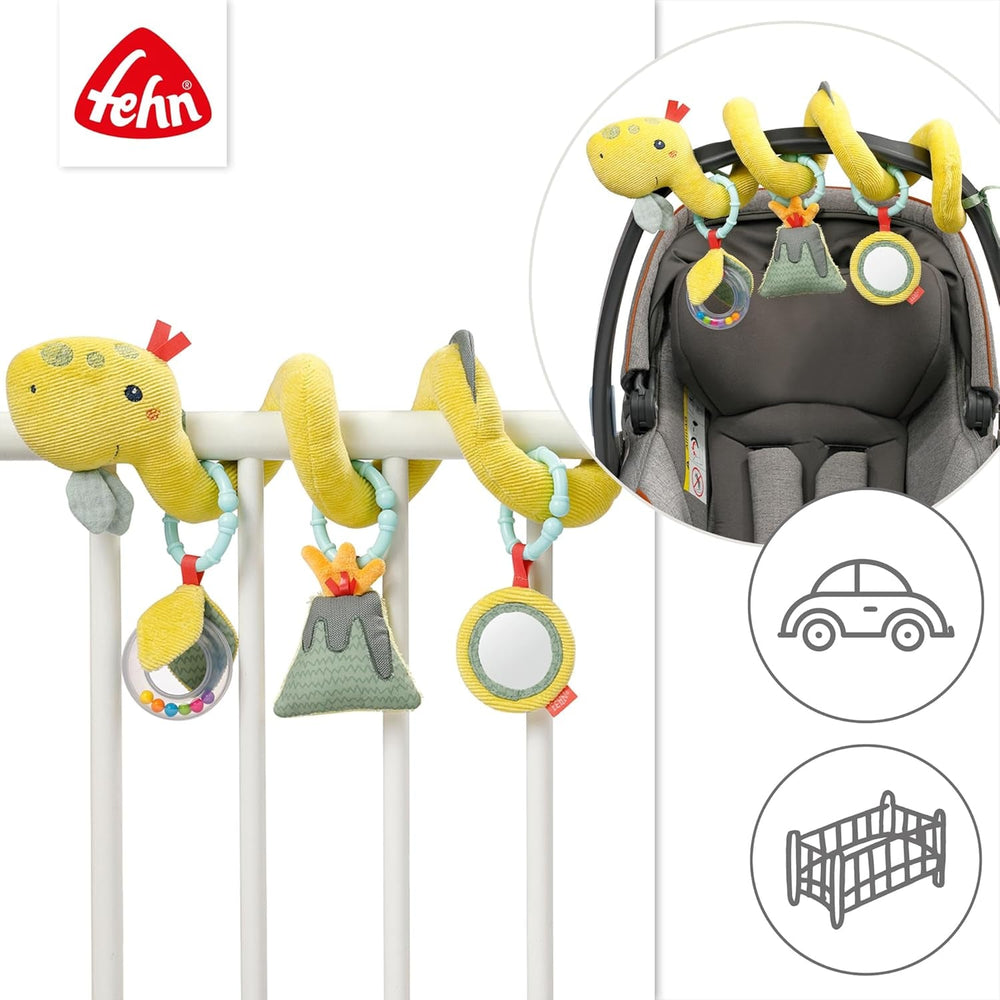 Fehn Activity Spiral Dino - jouet pour poussette à pousser et à tirer - jouet bébé dinosaure pour lit, aire de jeux, landau et siège auto - jouet d'activité motrice pour bébés et jeunes enfants à partir de 0 mois Baby Toys Naty Shop