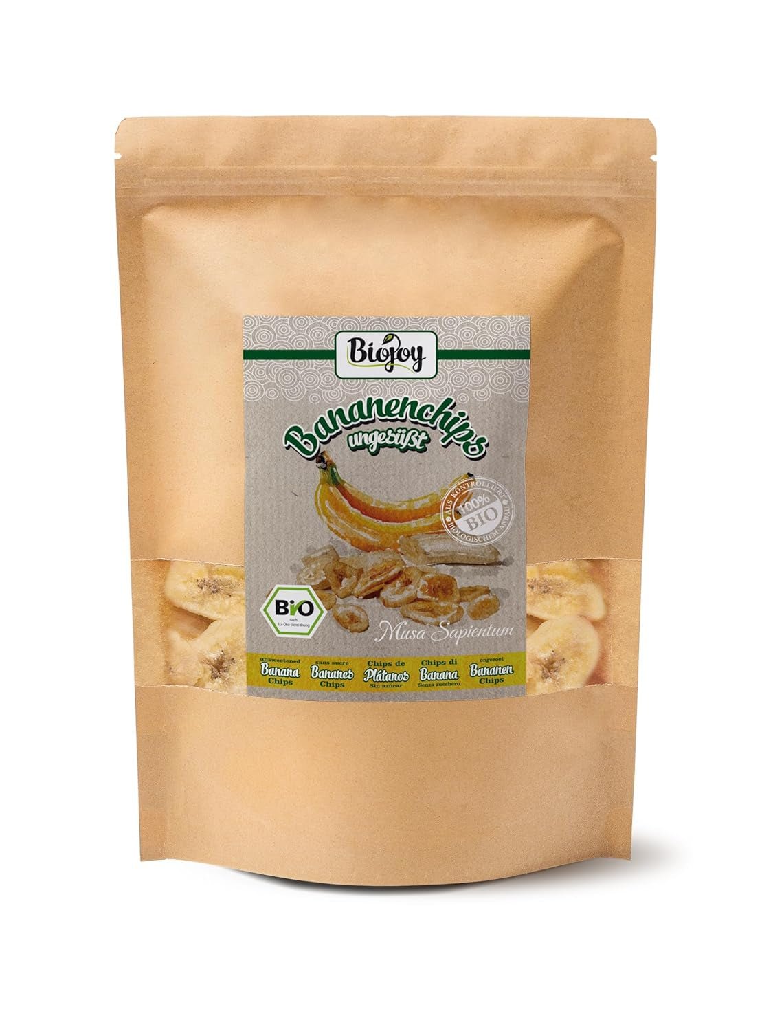 Chips de banane bio Biojoy (500 g), séchées et non soufrées Produits déshydratés Naty Shop 500 G