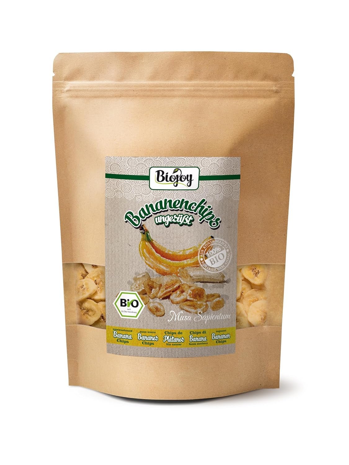 Chips de banane bio Biojoy (500 g), séchées et non soufrées Produits déshydratés Naty Shop 250 G