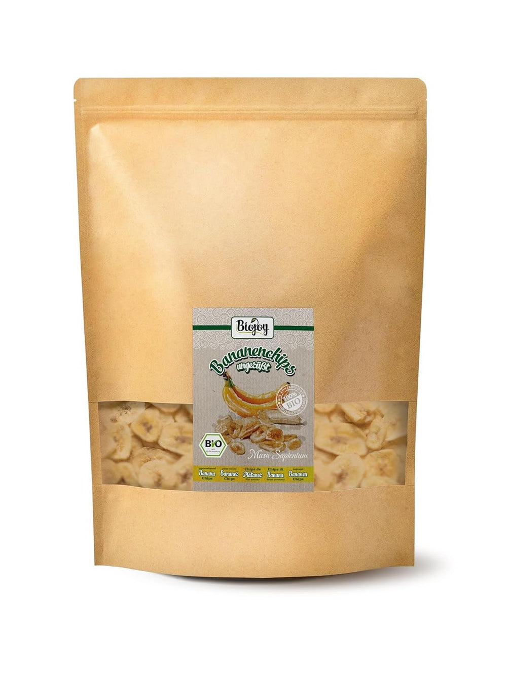 Chips de banane bio Biojoy (500 g), produits déshydratés Naty Shop séchés et non sulfurés 1 kg (1 paquet)