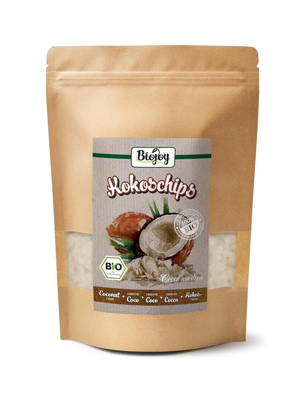 Chips de noix de coco séchées bio Biojoy (1 kg), produits déshydratés Naty Shop non sucrés et non frits 250 G