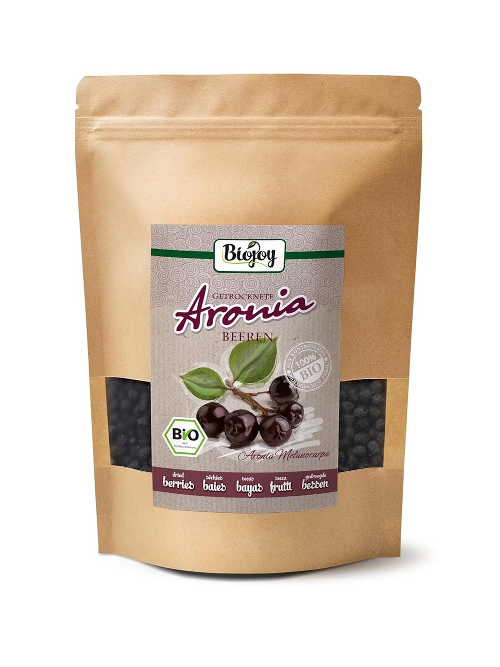 Fruits d'aronia bio Biojoy (1 kg), séchés et entiers (Aronia melanocarpa) Produits déshydratés Naty Shop 500 G