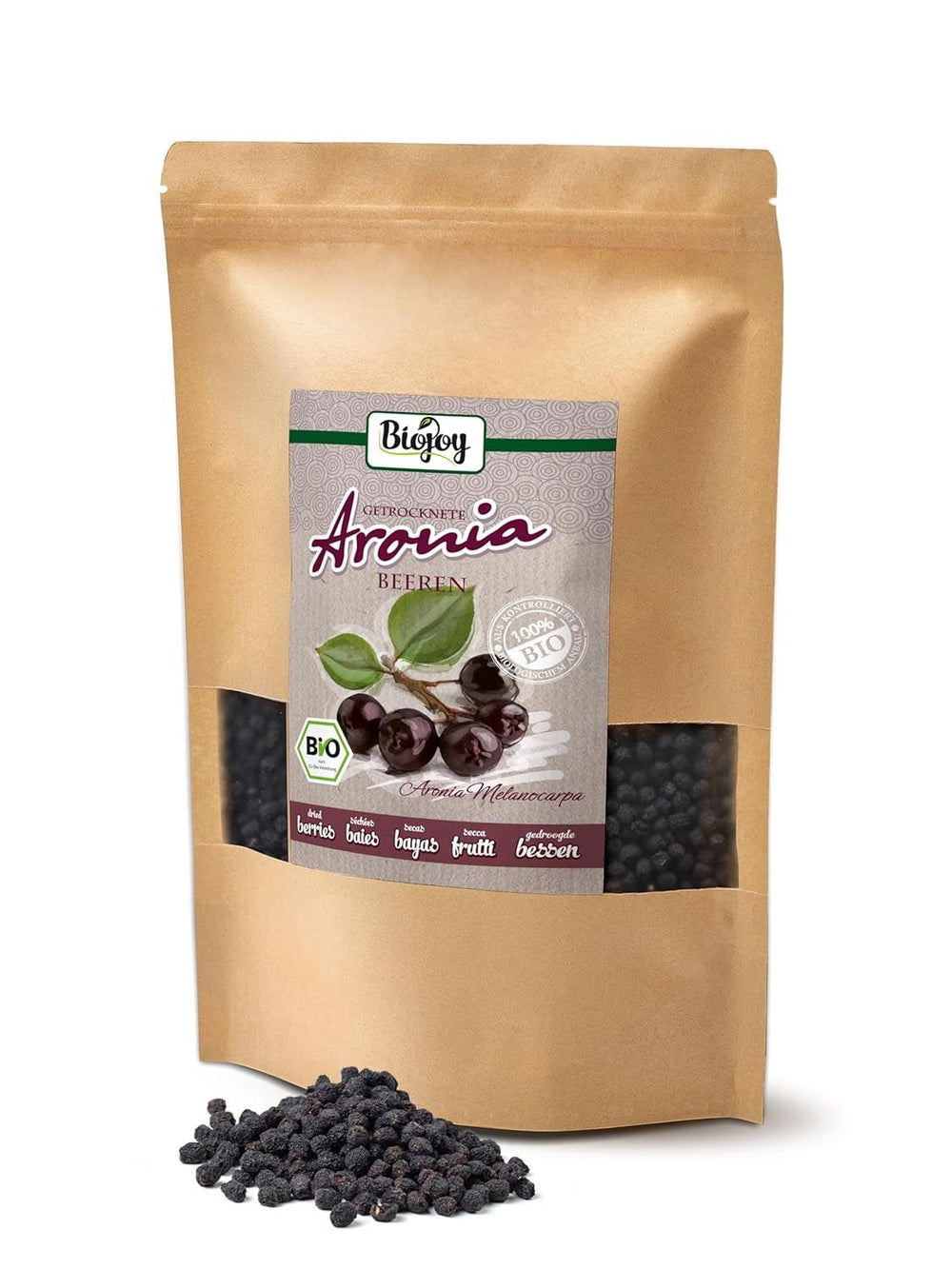 Fruits d'aronia bio Biojoy (1 kg), séchés et entiers (Aronia melanocarpa) Produits déshydratés Naty Shop