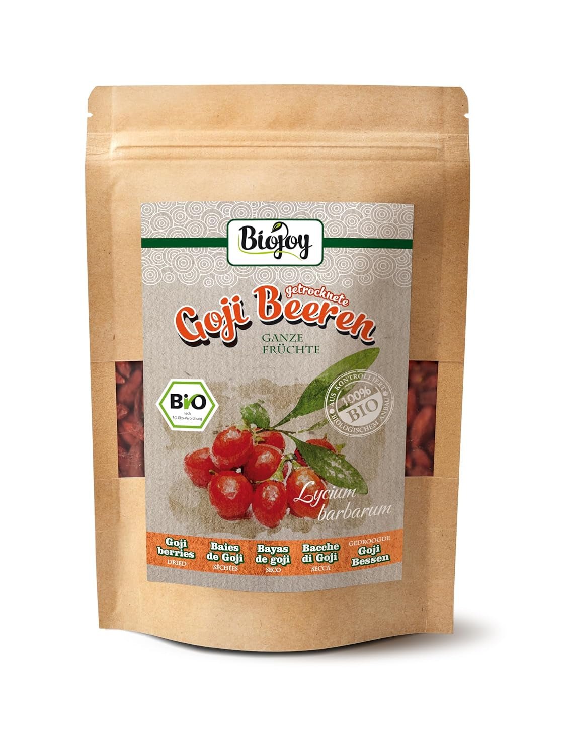 Biojoy fructe de goji bio uscate (1 kg), fructe de lup întregi și nesulfurate Produse deshidratate Naty Shop 250 G