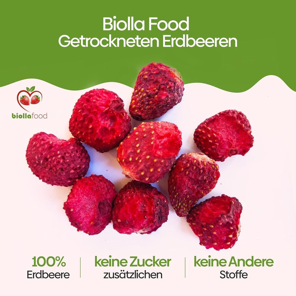 Biolla food fraises entières séchées, 0,5 kg, 100% naturelles. Des collations saines pour les enfants. Idéal pour les smoothies, le muesli d'avoine, le thé et le porridge. Longue durée de conservation. VÉGAN, SANS GLUTEN, ALIMENTATION CRU Naty Shop Produits Déshydratés