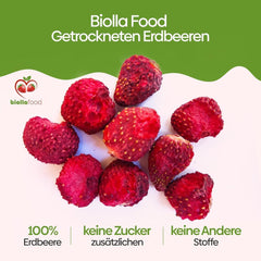 Biolla food fraises entières séchées, 0,5 kg, 100% naturelles. Des collations saines pour les enfants. Idéal pour les smoothies, le muesli d'avoine, le thé et le porridge. Longue durée de conservation. VÉGAN, SANS GLUTEN, ALIMENTATION CRU Naty Shop Produits Déshydratés
