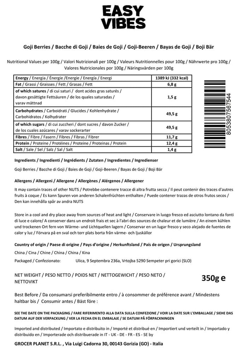 '- Baies de goji naturelles (350g) - Produits déshydratés séchés Naty Shop