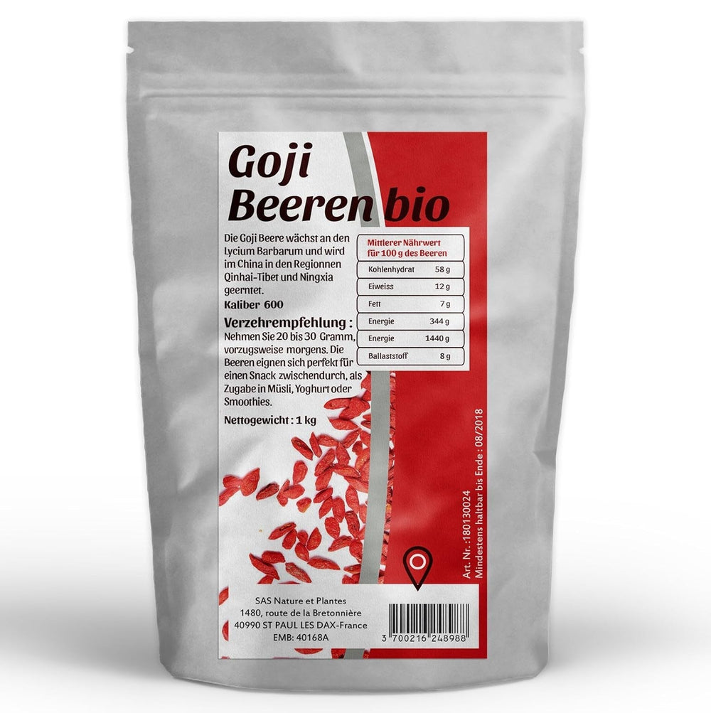 Baies de goji bio 1kg Produits déshydratés Naty Shop