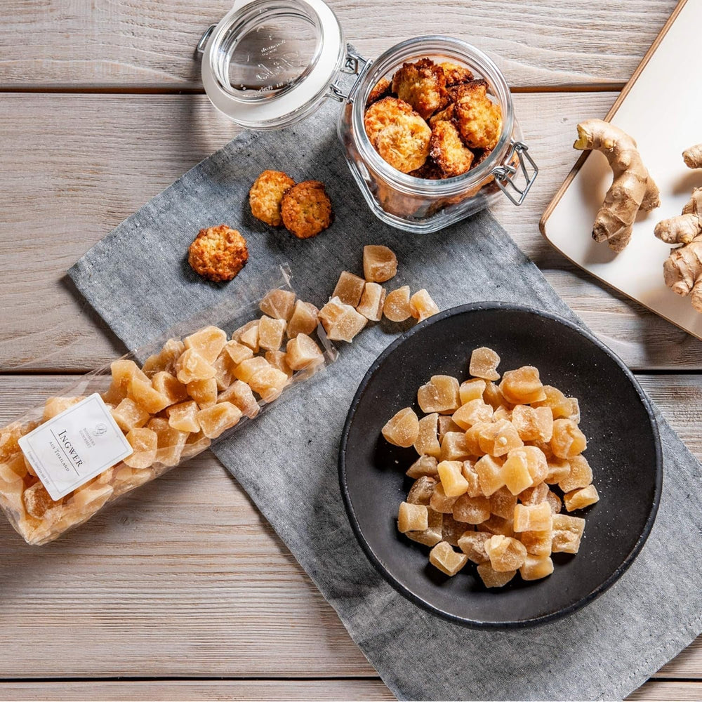 Boomers Gourmet - Gingembre confit légèrement sucré - 1 kg de produits déshydratés Naty Shop