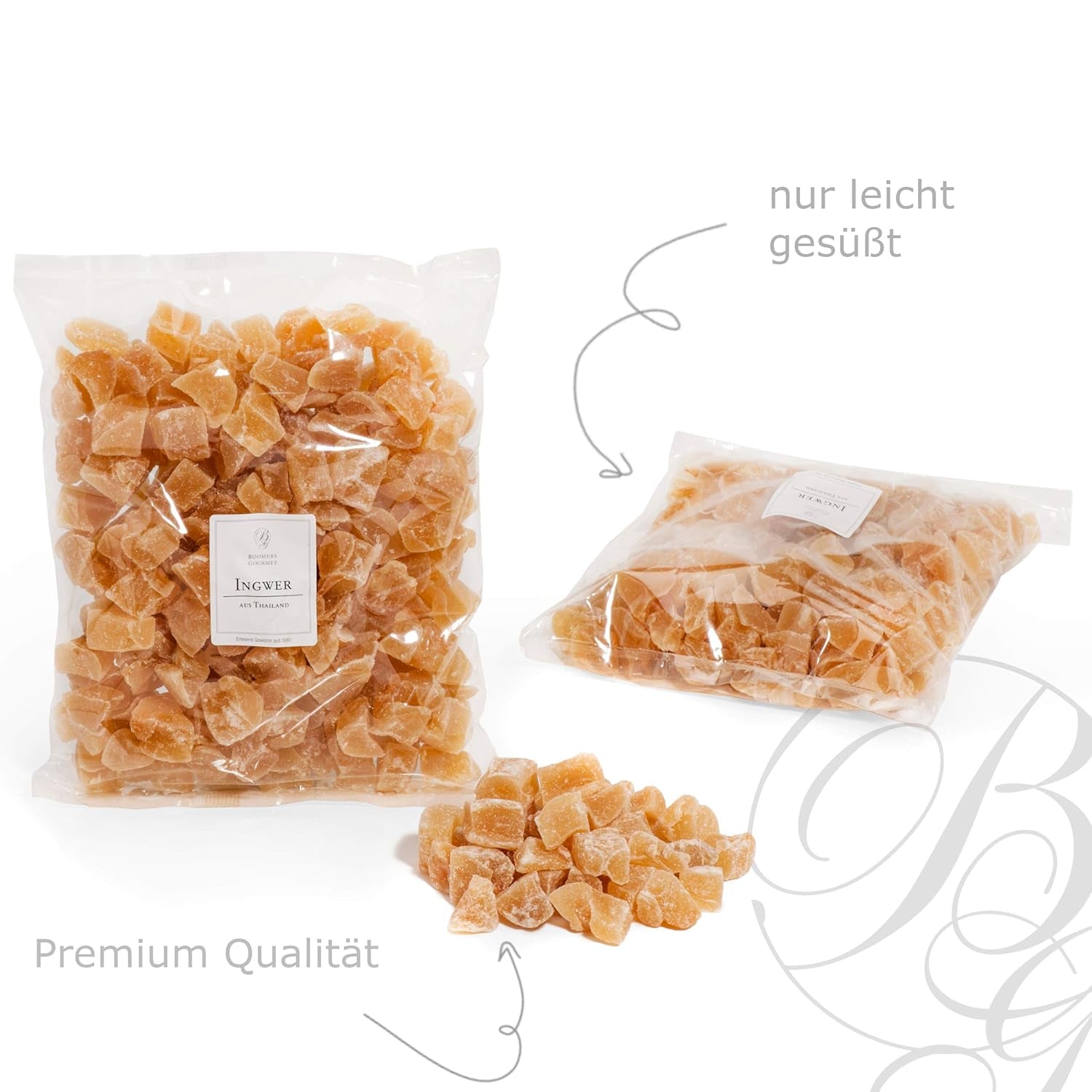 Boomers Gourmet - Ghimbir confiat, ușor îndulcit - 1 kg Produse deshidratate Naty Shop