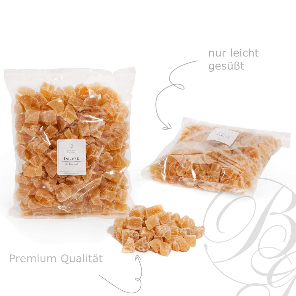 Boomers Gourmet - Gingembre confit légèrement sucré - 1 kg de produits déshydratés Naty Shop