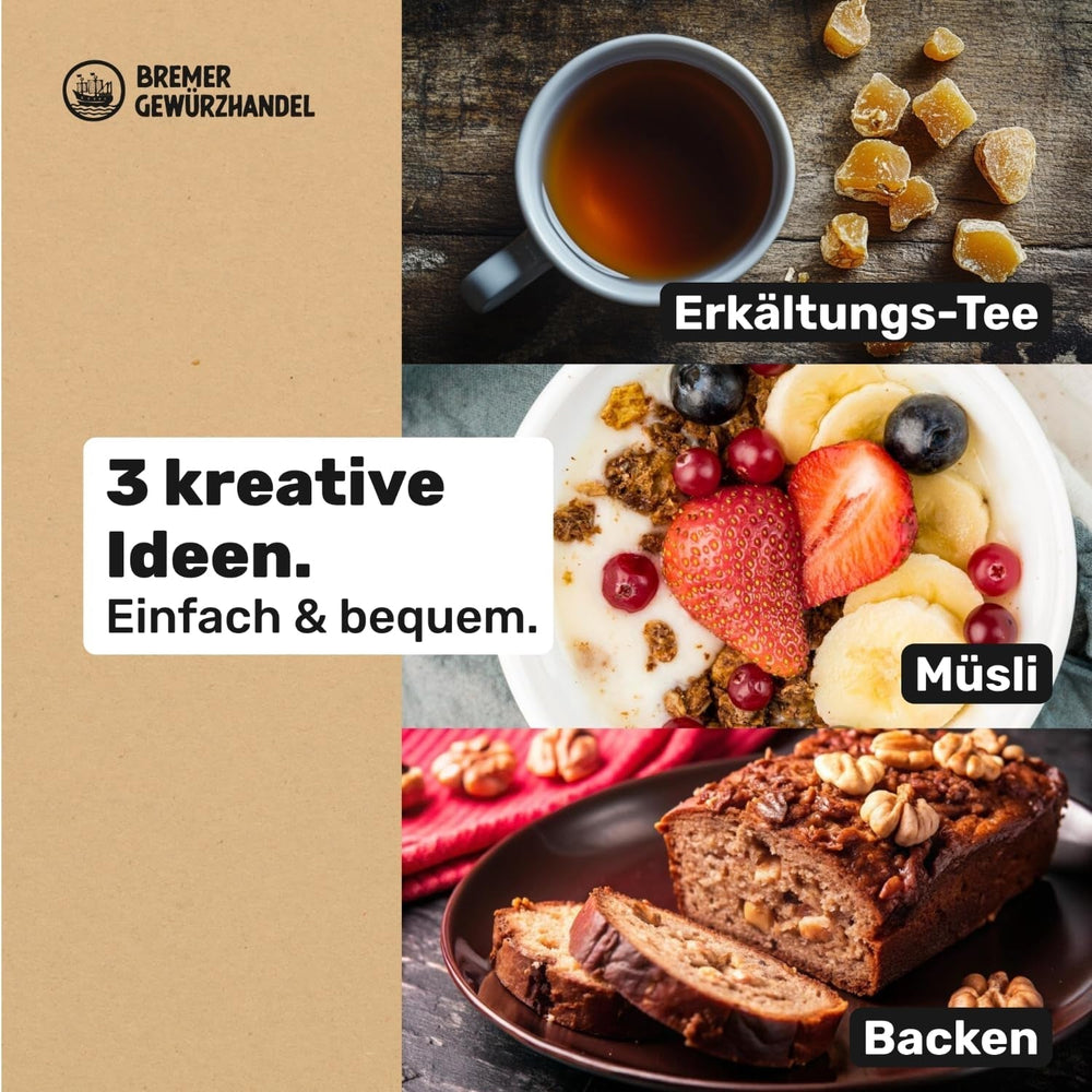 Bremer Gewürzhandel gingembre, morceaux de fruits secs épicés, aromatiques, épicés, non sulfurés, 1kg Produits déshydratés Naty Shop