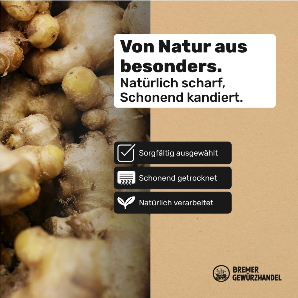 Bremer Gewürzhandel gingembre, morceaux de fruits secs épicés, aromatiques, épicés, non sulfurés, 1kg Produits déshydratés Naty Shop