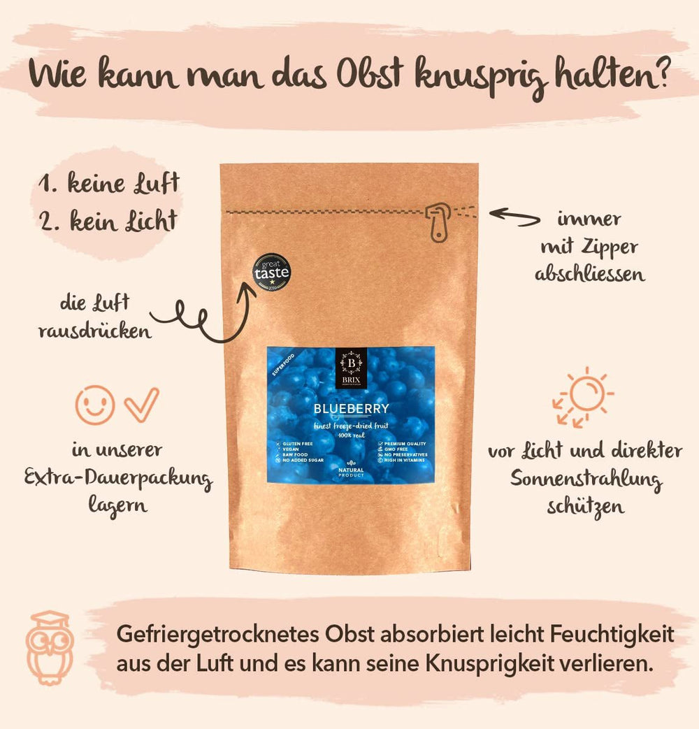 BRIX Myrtilles lyophilisées | Myrtilles naturelles séchées 95 g | Grand prix du goût pour les canneberges séchées | Sans OGM, sans gluten, végétalien, vitamines retenues Naty Shop Produits déshydratés