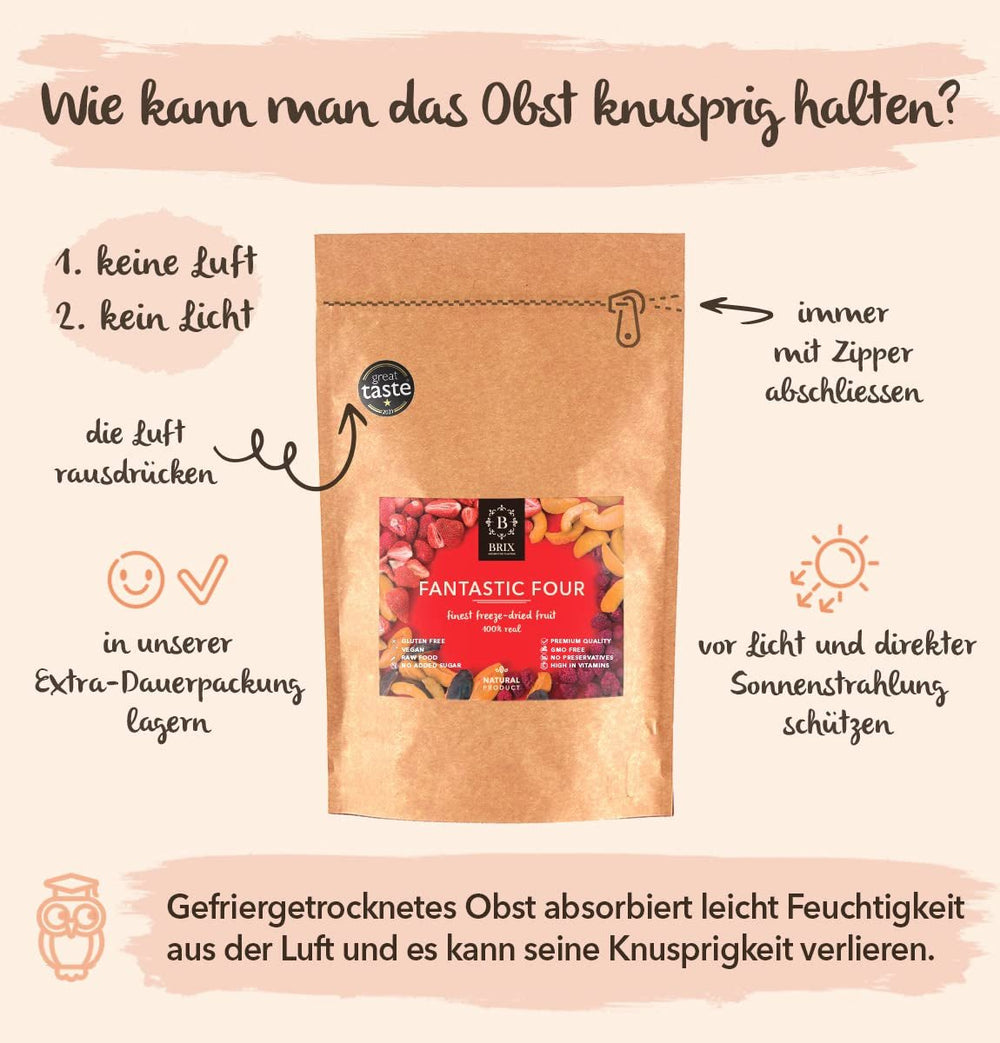 Brix Fruits lyophilisés Fantastic Four (80g) - Prix bon goût, snack délicieux et sain, sec croquant, riche en vitamines Naty Shop produits déshydratés