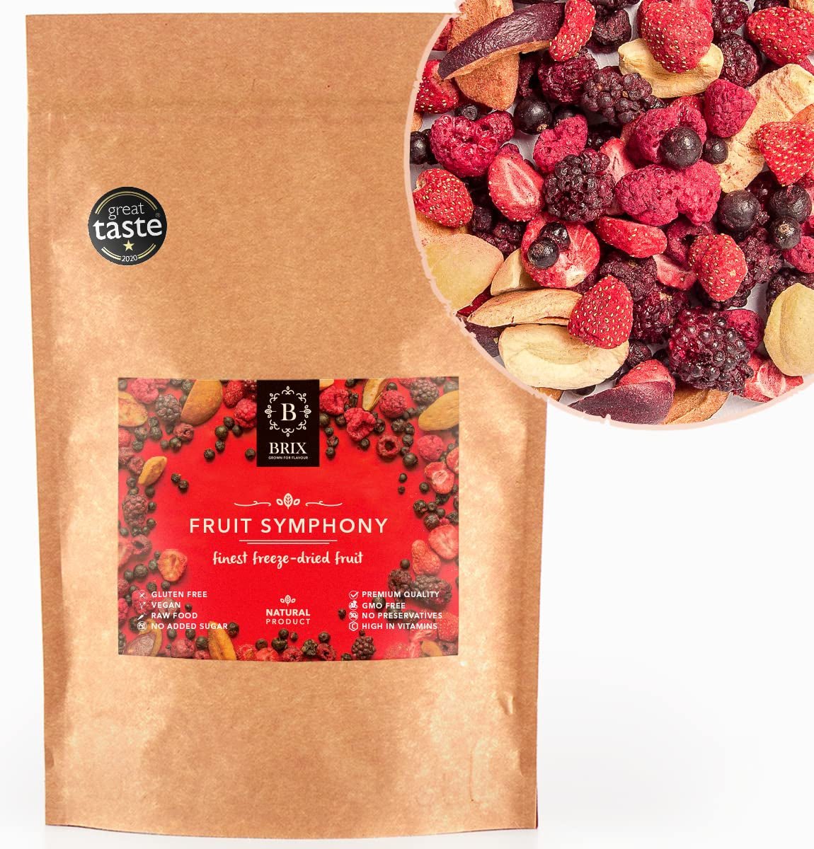 Fruits lyophilisés BRIX | Mélange naturel de fruits secs 115g | Grand Prix du Goût pour les Fruits Secs | Sans OGM, sans gluten, végétalien, vitamines retenues Naty Shop Produits déshydratés Titre par défaut