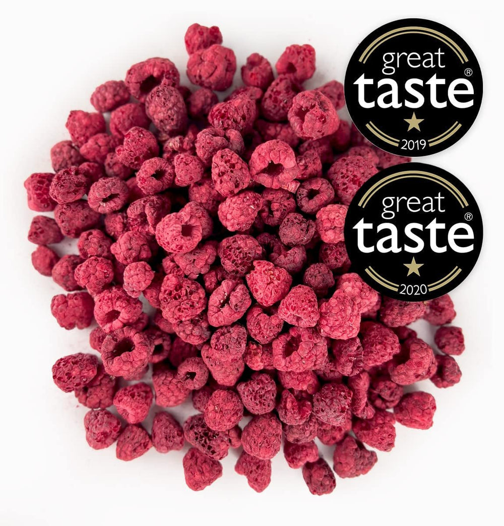 Framboises séchées BRIX | Framboise naturelle lyophilisée 85 g | Grand Prix du Goût pour les Fruits Secs | Sans OGM, sans gluten, végétalien, vitamines conservées Naty Shop Produits déshydratés