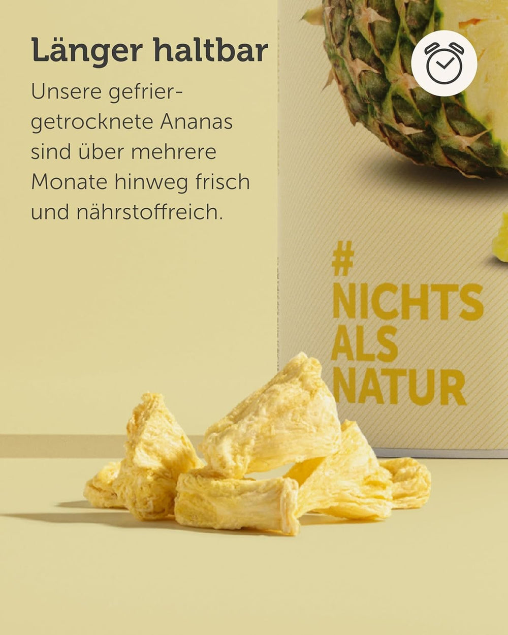 BUAH® Ananas lyophilisé | Chips d'ananas comme collation ou pour le muesli et les desserts | Substitut idéal aux sucreries | Vegan et sans sucre ajouté | 100% fruits lyophilisés | 200 g de produits déshydratés Naty Shop