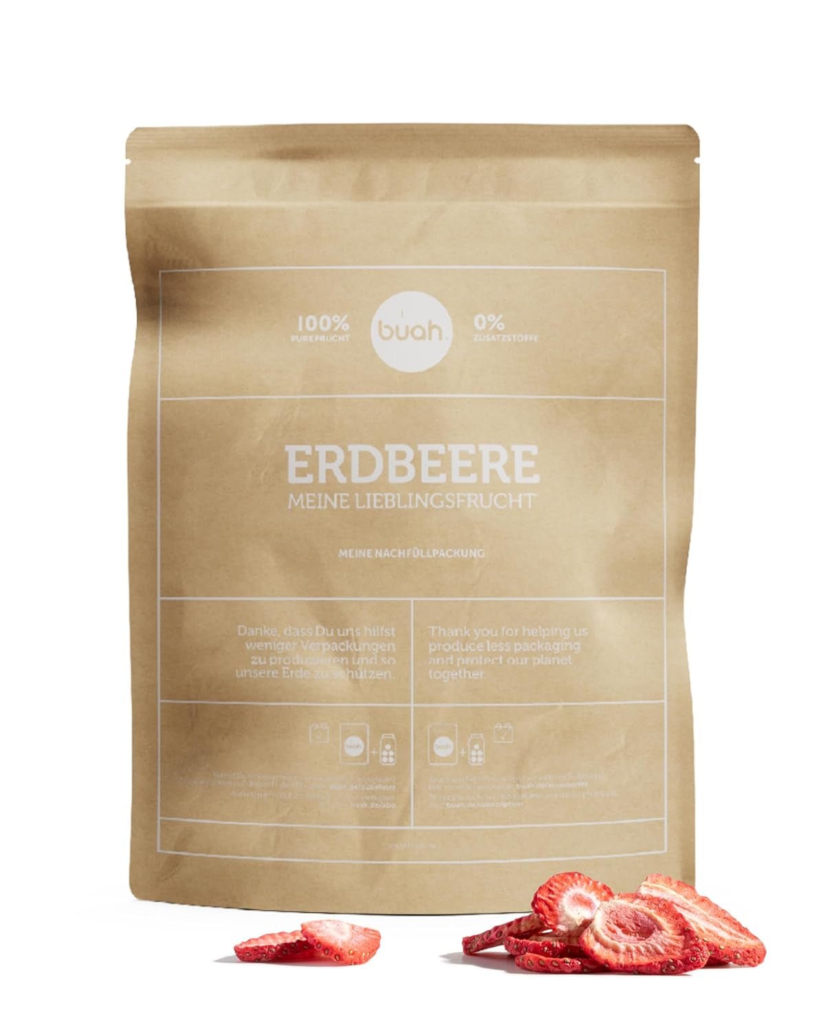 BUAH® Fraises lyophilisées | Chips de fraises comme collation ou pour smoothies | Substitut idéal aux bonbons | Vegan et sans sucre ajouté | 96g Naty Shop produits déshydratés 179G