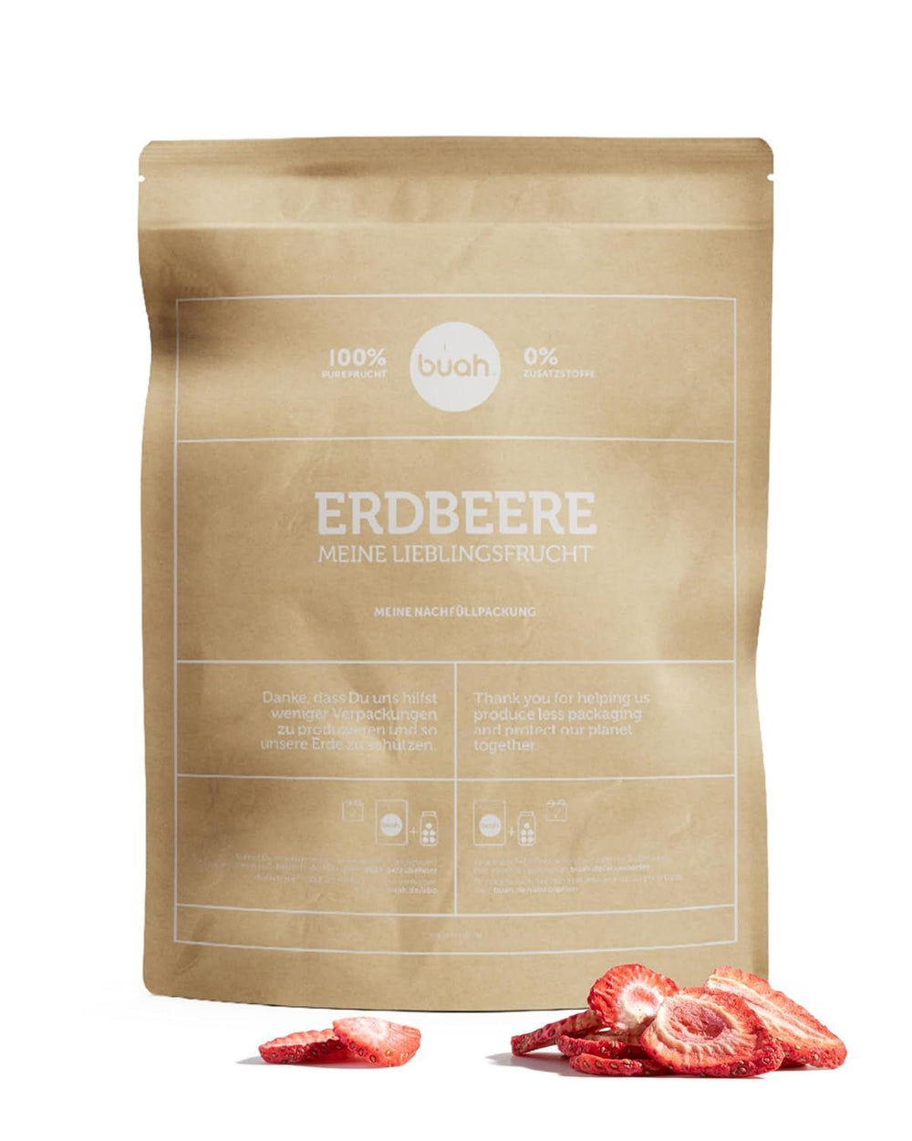 BUAH® Fraises lyophilisées | Chips de fraises comme collation ou pour smoothies | Substitut idéal aux bonbons | Vegan et sans sucre ajouté | 96g Naty Shop produits déshydratés 179G