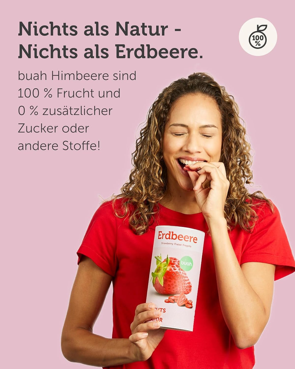 BUAH® Fraises lyophilisées | Chips de fraises comme collation ou pour smoothies | Substitut idéal aux bonbons | Vegan et sans sucre ajouté | 96g de produits déshydratés Naty Shop