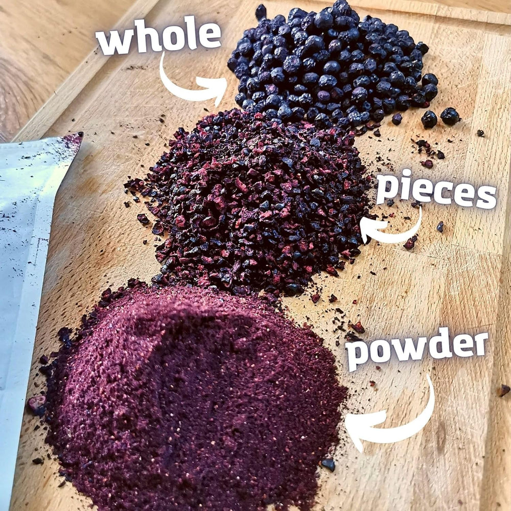 Morceaux de canneberges séchées | 100 % myrtilles sauvages lyophilisées Vaccinium Myrtillus | Poudre de myrtille sauvage Poudre de fruit de myrtille lyophilisée Myrtilles séchées lyophilisées Produits déshydratés Naty Shop