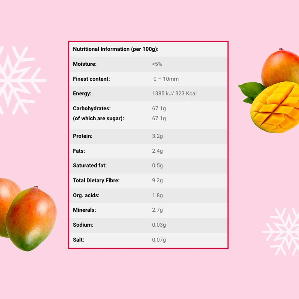 Bucăți de mango liofilizat 100g - Fructe liofilizate - Fructe uscate liofilizate - Mango uscat - Perfect pentru gustări, coacere, muesli, smoothie-uri și deserturi Produse deshidratate Naty Shop