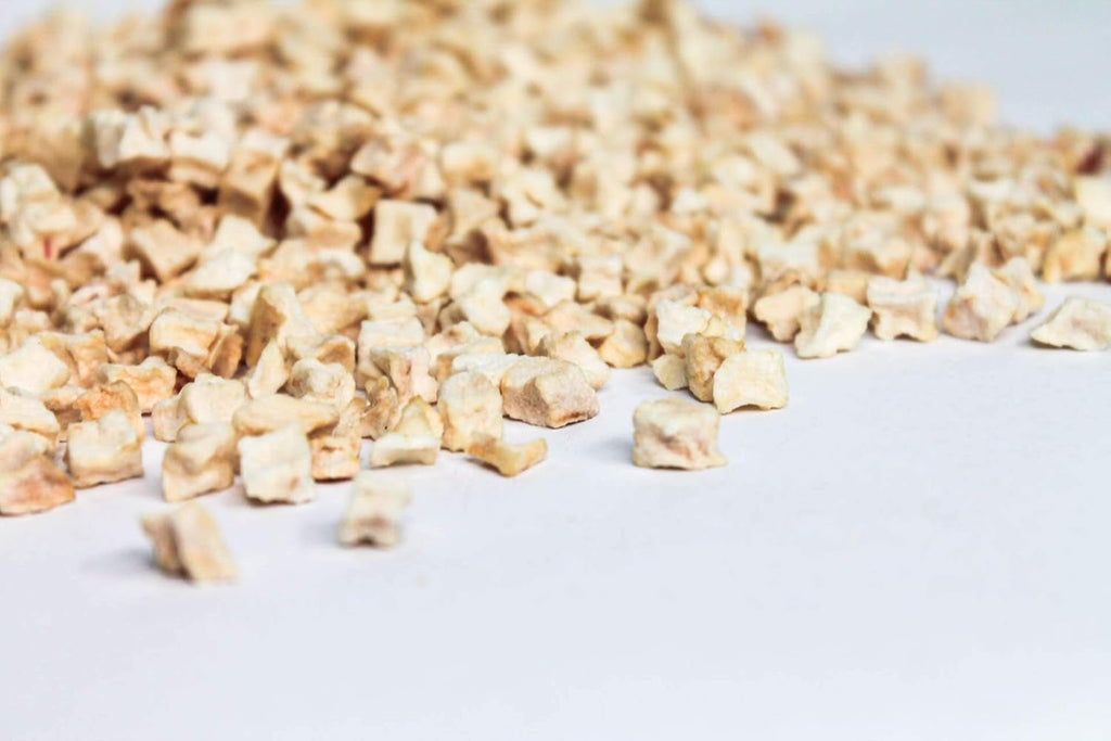 Bucăți de mere liofilizate 100g - Fructe liofilizate - Fructe uscate liofilizate - Mere uscate - Perfect pentru coacere, decorarea prăjiturilor, gustări, muesli și deserturi Produse deshidratate Naty Shop